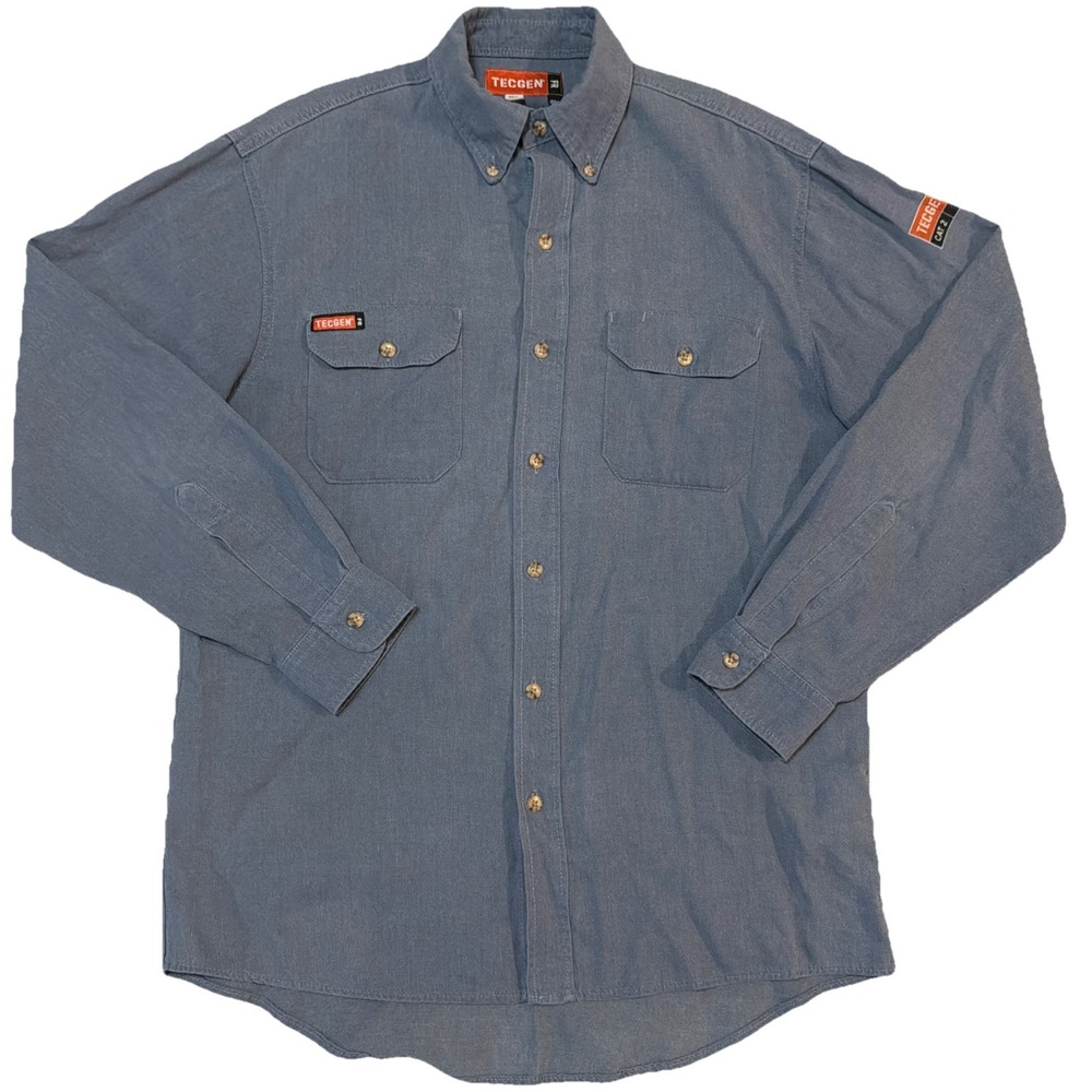 TECGEN select 5.5 oz Dress Uniform Shirt FLAME Resistant FR Medium‎ Blue